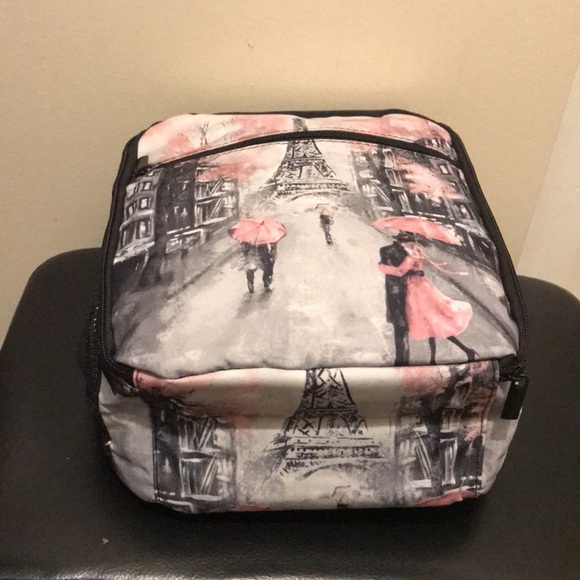 Stylish Pink and Black Eiffel Tower Women Lunch Bag - Picture 3 of 8